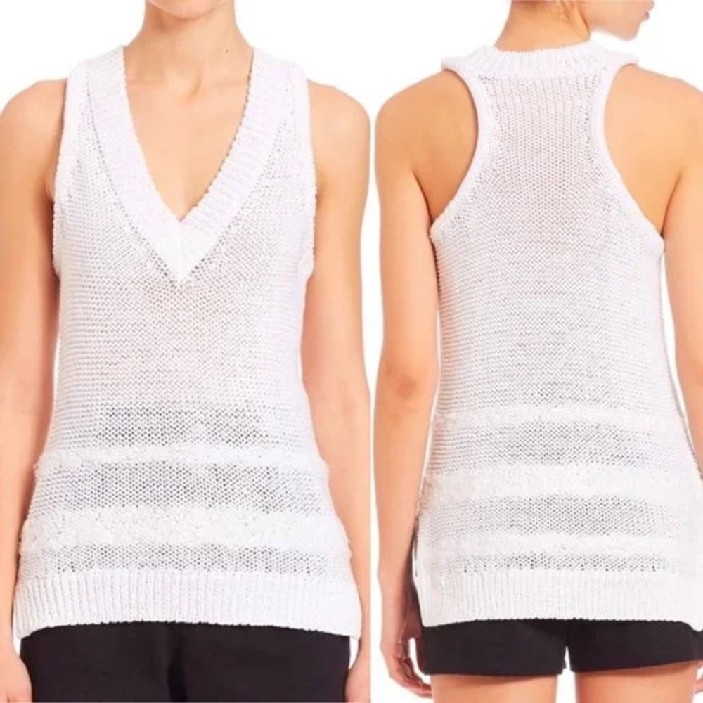Rag & Bone Dina White Shell Knit Sweater Halter Tank Top White Knit Size Small